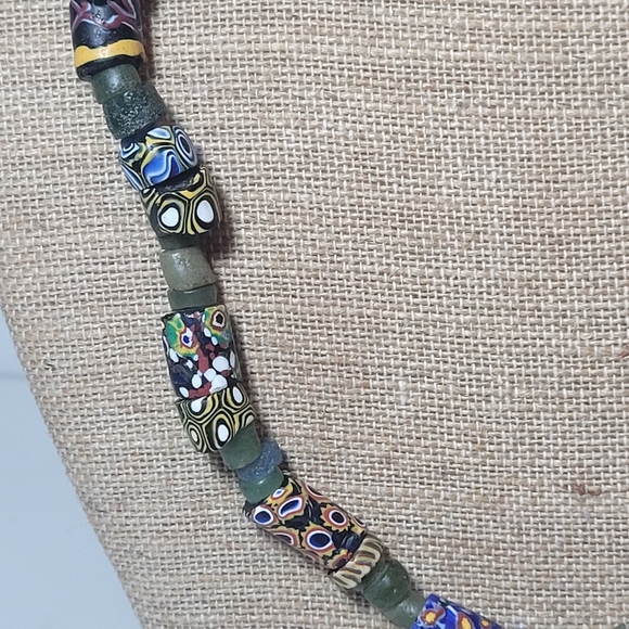 Antique - Vintage Venetian Cane Millefiori Murano Old World Trade Bead Necklace - Picture 8 of 12